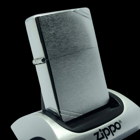 Bật Lửa Zippo Đồng Khối Mạ Chrome Vintage Chặt Góc Phay Xước Trơn 2 Mặt Đời XV La Mã Năm 1999 ZL879