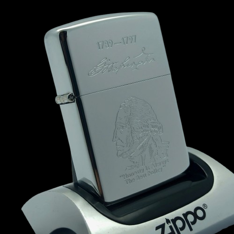 Bật Lửa Zippo Đồng Khối Mạ Chrome Khắc Ăn Mòn Chân Dung Các Vị Tổng Thống Hoa Kỳ Đời VI La Mã Sản Xuất Năm 1990 ZL881