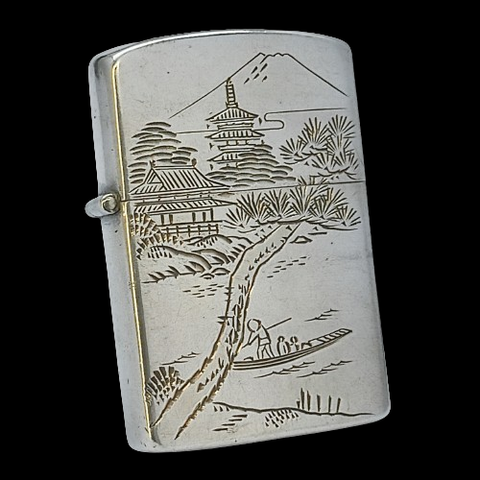 Bật Lửa Bạc Nhật Đúc Nguyên Khối SX Thủ Công Thập Niên 1950s BK17