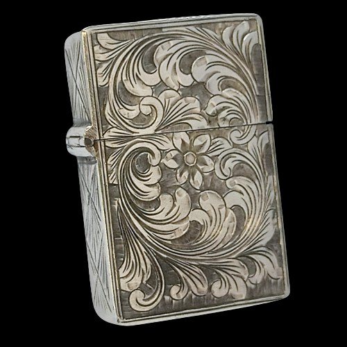 Bật Lửa Bạc Ý Đúc Nguyên Khối SX Thủ Công Thập Niên 1940s BK18