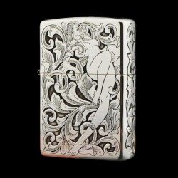 Bật lửa Zippo Bạc nguyên khối khắc hình cô gái 5 mặt - ZB27