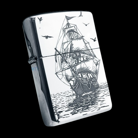 BẬT LỬA ZIPPO ARMOR VỎ DẦY BẠC ĐÚC NGUYÊN KHỐI STERLING CHỦ ĐỀ THUẬN BUỒM XUÔI GIÓ ZB19