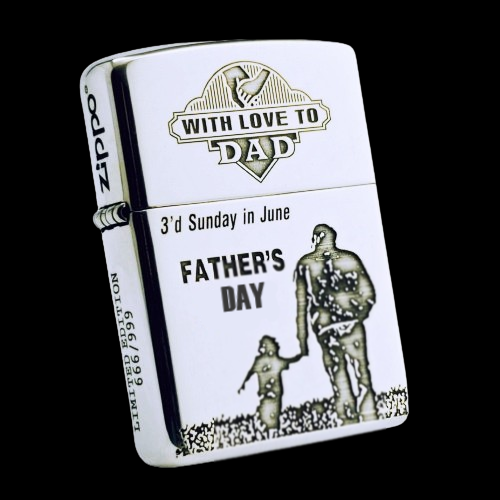 BẬT LỬA ZIPPO ARMOR VỎ DẦY BẠC ĐÚC NGUYÊN KHỐI STERLING CHỦ ĐỀ CHA CON - ZB20
