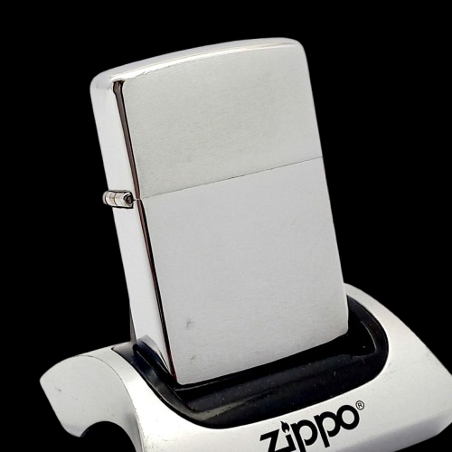 Bật Lửa Zippo Cổ Đồng Khối Mạ Chrome Trắng Trơn Phay Xước Đời 4 Vạch Sắc Năm 1978 ZC488