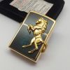 Bật Lửa Zippo Xuất Nhật Khảm Xà Cừ Xanh Vân Đá Mạ Vàng Emblem Ngựa Hiếm Gặp ZN158