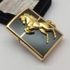 Bật Lửa Zippo Xuất Nhật Khảm Xà Cừ Xanh Vân Đá Mạ Vàng Emblem Ngựa Hiếm Gặp ZN158