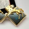 Bật Lửa Zippo Xuất Nhật Khảm Xà Cừ Xanh Vân Đá Mạ Vàng Emblem Ngựa Hiếm Gặp ZN158