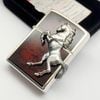 Bật Lửa Zippo Xuất Nhật Khảm Xà Cừ Đỏ Vân Đá Mạ Bạc Emblem Ngựa Hiếm Gặp ZN157