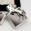 Bật Lửa Zippo Xuất Nhật Khảm Xà Cừ Đỏ Vân Đá Mạ Bạc Emblem Ngựa Hiếm Gặp ZN157