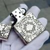 BẬT LỬA ZIPPO BẠC ĐÚC NGUYÊN KHỐI STERLING CHỦ ĐỀ HOA MẪU ĐƠN 4 MẶT ZB43