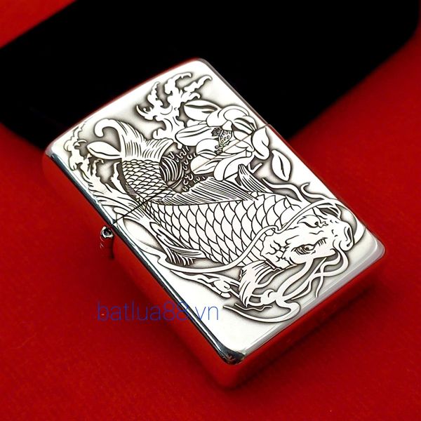 Bật Lửa Zippo Bạc Nguyên Khối Cao Cấp Khắc Cá Chép Trong Đầm Sen Phiên –  KENTSHOP ZIPPO SƯU TẦM