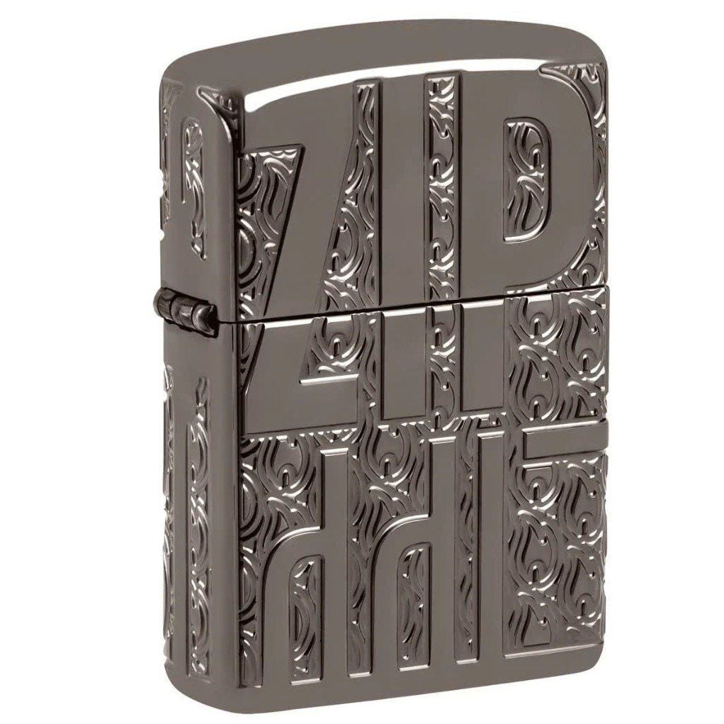 Bật Lửa Zippo Armor Nền Black Ice Chủ Đề Reverse Carve Zippo Design Z341