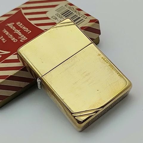 Bật Lửa Zippo Đồng Khối Trơn Bóng Bản Vintage Chặt Góc Đầu Bằng Đời XIII La Mã Năm 1997 ZL741
