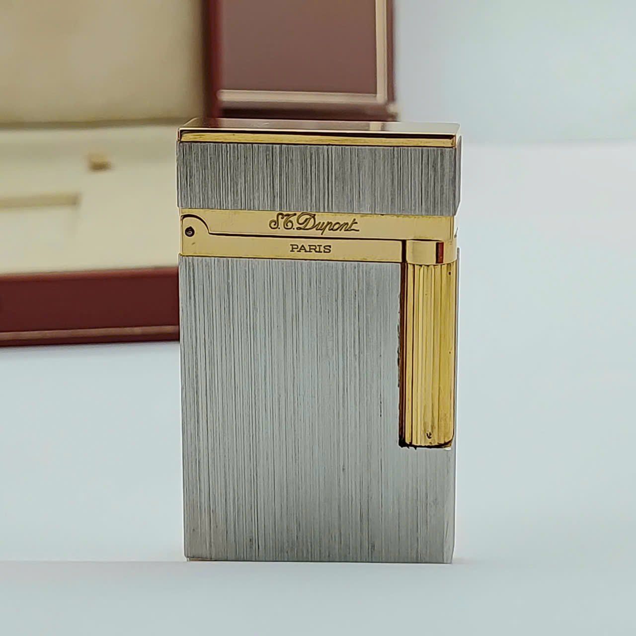 Bật Lửa Dupont Ligne 2 Bọc Bạch Kim Vân Phay Xước 2 Lỗ DP170