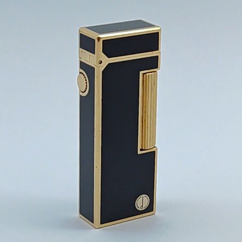 Bật Lửa Dunhill Bọc Vàng Phủ Men Đen Hiếm Gặp DH140