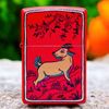Bật Lửa Zippo Sơn Đỏ Bộ Sưu Tập 12 Con Giáp Họa Tiết In Tranh Đông Hồ Z345