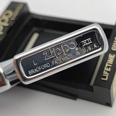 Bật Lửa Zippo Đồng Khối Mạ Chrome Trắng Trơn Phay Xước Đời XII La Mã Năm 1996 C55