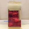Bật Lửa Dupont Xăng Mạ Vàng Khảm Trai Ánh Đỏ Nắp Vân Kim Cương DX24
