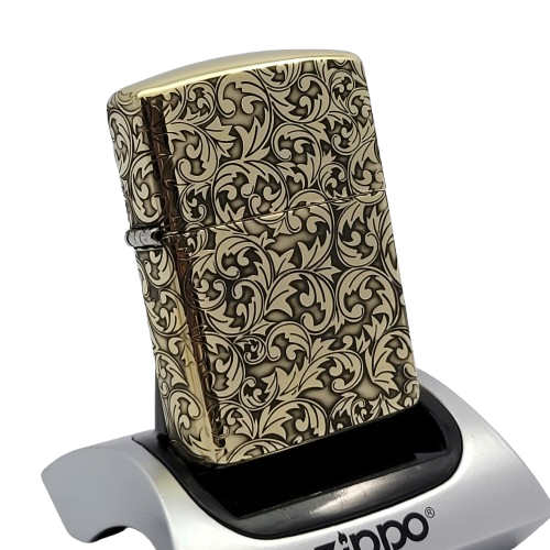 Bật Lửa Zippo Armor Đồng Nguyên Khối Khắc Chủ Đề Hoa Văn Dây Leo ZKB126