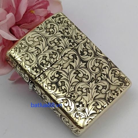 Bật Lửa Zippo Armor Đồng Nguyên Khối Khắc Chủ Đề Hoa Văn Dây Leo ZKB126