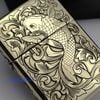 Bật Lửa Zippo Armor Đồng Nguyên Khối Khắc Chủ Đề Cá Chép Hoa Văn ZKB125