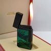 Bật Lửa Dupont Gas Đá Mạ Đen Khảm Trai Ánh Xanh Lá Cây Nắp Vân Kim Cương D209