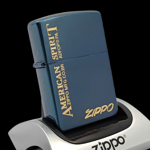 Bật Lửa Zippo Đồng Nguyên Khối Phủ Titanium Coating Xanh Navy Triện Vàng Hiếm Gặp Đời XI La Mã Năm 1995 ZL751