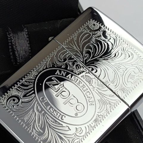 Bật Lửa Zippo Đồng Khối Mạ Chrome Venetian Logo Zippo, Bản Xuất Châu Âu Cực Hiếm Gặp Đời XV La Mã Năm 1999 ZL781