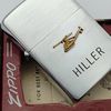 Bật Lửa Zippo Cổ Đồng Khối Mạ Chrome Phay Xước Chủ Đề HILLER , Eblem Vàng 10k Trực Thăng Cực Hiếm Gặp Năm 1956 Giá Trị Sưu Tầm Cao ZC486