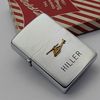 Bật Lửa Zippo Cổ Đồng Khối Mạ Chrome Phay Xước Chủ Đề HILLER , Eblem Vàng 10k Trực Thăng Cực Hiếm Gặp Năm 1956 Giá Trị Sưu Tầm Cao ZC486