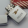 Bật Lửa Zippo Cổ Đồng Khối Mạ Chrome Phay Xước Chủ Đề HILLER , Eblem Vàng 10k Trực Thăng Cực Hiếm Gặp Năm 1956 Giá Trị Sưu Tầm Cao ZC486