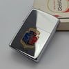 Bật Lửa Zippo Cổ Đồng Khối Mạ Chrome Bóng Chủ Đề Ăn Mòn Phủ Sơn Hiếm Gặp Năm 1975 Đời 7 Vạch Sắc ZC483