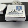 Bật Lửa Zippo Đồng Khối Mạ Chrome Phay Xước Khắc Ăn Mòn Chủ Đề Tàu Chiến Hiếm Gặp, Đời IV Sản Xuất Năm 1988 ZL764