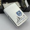 Bật Lửa Zippo Đồng Khối Mạ Chrome Phay Xước Khắc Ăn Mòn Chủ Đề Tàu Chiến Hiếm Gặp, Đời IV Sản Xuất Năm 1988 ZL764