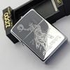 Bật Lửa Zippo Đồng Khối Mạ Chrome Bóng Khắc Ăn Mòn Chủ Đề Cowboy Hiếm Gặp, Sản Xuất Năm 1996 Đời XII La Mã ZL762