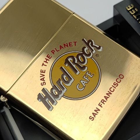 Bật Lửa Zippo Đồng Khối Chủ Đề Hard Rock Cafe Hiếm Gặp, Bản Chu Niên 1932 - 1990 Sản Xuất Năm 1990 ZL775