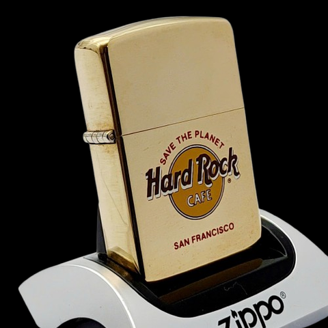 Bật Lửa Zippo Đồng Khối Chủ Đề Hard Rock Cafe Hiếm Gặp, Bản Chu Niên 1932 - 1990 Sản Xuất Năm 1990 ZL775