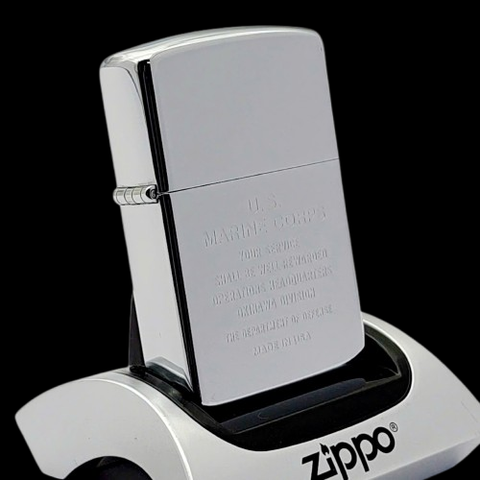 Bật Lửa Zippo Đồng Khối Mạ Chrome Bóng Khắc Ăn Mòn Chủ Đề Quân Sự Hiếm Gặp, Đời IV Sản Xuất Năm 1988 ZL765