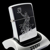 Bật Lửa Zippo Đồng Khối Mạ Chrome Bóng Khắc Ăn Mòn Chủ Đề Cowboy Hiếm Gặp, Sản Xuất Năm 1996 Đời XII La Mã ZL762