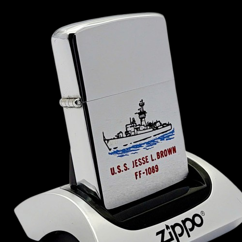 Bật Lửa Zippo Cổ Đồng Khối Mạ Chrome Phay Xước Chủ Đề Tàu Chiến Ăn Mòn Phủ Sơn Hiếm Gặp Năm 1978 Đời 4 Vạch Sắc ZC478