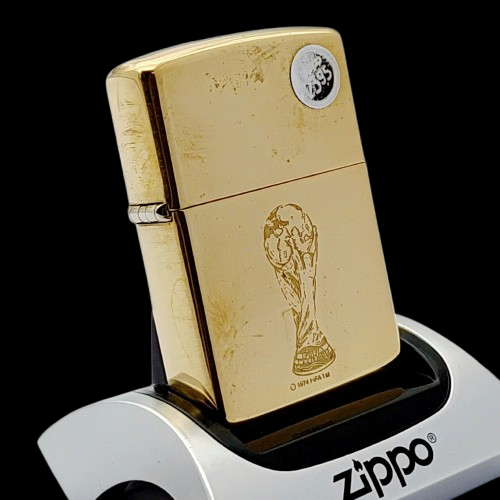 Bật Lửa Zippo Đồng Khối Khắc Ăn Mòn Chủ Đề Cup Prance 98 Hiếm Gặp, Đời XIII Sản Xuất Năm 1997 ZL779