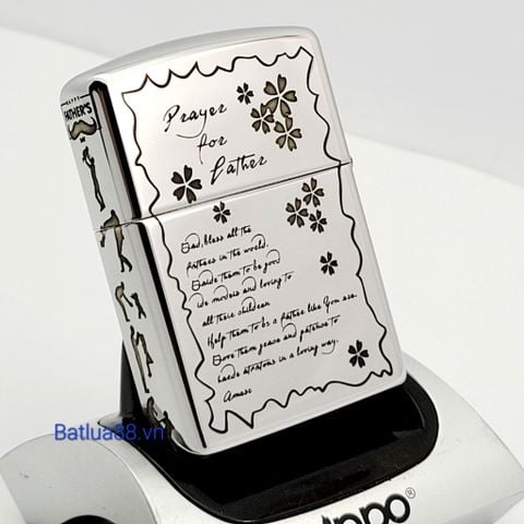 BẬT LỬA ZIPPO ARMOR VỎ DẦY CHROME BÓNG KHẮC CHA CON Ý NGHĨA 4 MẶT ZKC23