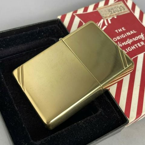 Bật Lửa Zippo Đồng Nguyên Khối Trơn Bóng Bản Vintage Chặt Góc Đầu Bằng Đời IX La Mã Sản Xuất Năm 1993 ZL789