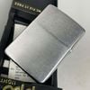 Bật Lửa Zippo Đồng Khối Mạ Chrome Trắng Trơn Phay Xước Chữ Xéo Đời IV La Mã Sản Xuất Năm 1988 ZL785