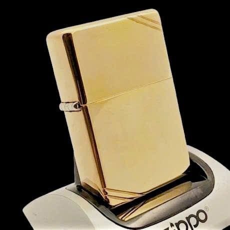 Bật Lửa Zippo Đồng Nguyên Khối Trơn Bóng Bản Vintage Chặt Góc Đầu Bằng Đời IX La Mã Sản Xuất Năm 1993 ZL789