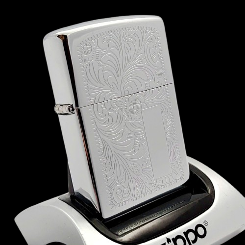 Bật Lửa Zippo Cổ Đồng Khối Mạ Chrome Venetian Hoa Văn Ý Cổ Điển Hiếm Gặp Đời XII La Mã Năm 1996 ZL787