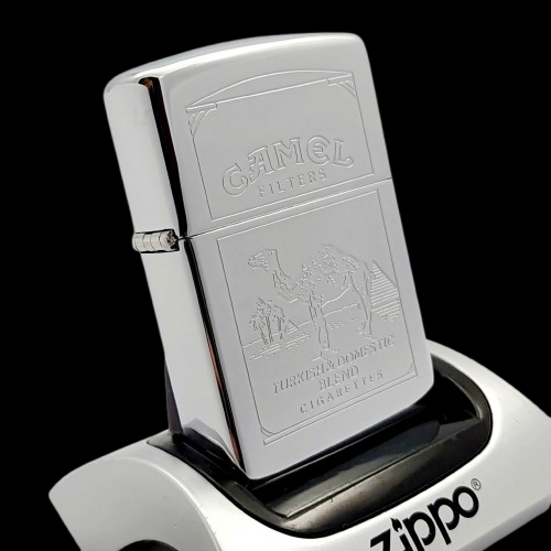 Bật Lửa Zippo Đồng Khối Mạ Chrome Trắng Bóng Chủ Đề Camel Đời XI La Mã Sản Xuất Năm 1995 ZL782