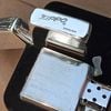 Bật Lửa Zippo Bạc Đúc Nguyên Khối Sterling Đời Cổ Chữ Xéo Năm Thập Niên 1980s ZBU26