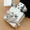 Bật Lửa Zippo Bạc Đúc Nguyên Khối Sterling Emblem Rồng Ôm Ngọc Xanh Đời Cổ Chữ Xéo Năm Thập Niên 1960s ZBU124