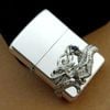 Bật Lửa Zippo Bạc Đúc Nguyên Khối Sterling Emblem Rồng Ôm Ngọc Xanh Đời Cổ Chữ Xéo Năm Thập Niên 1960s ZBU124